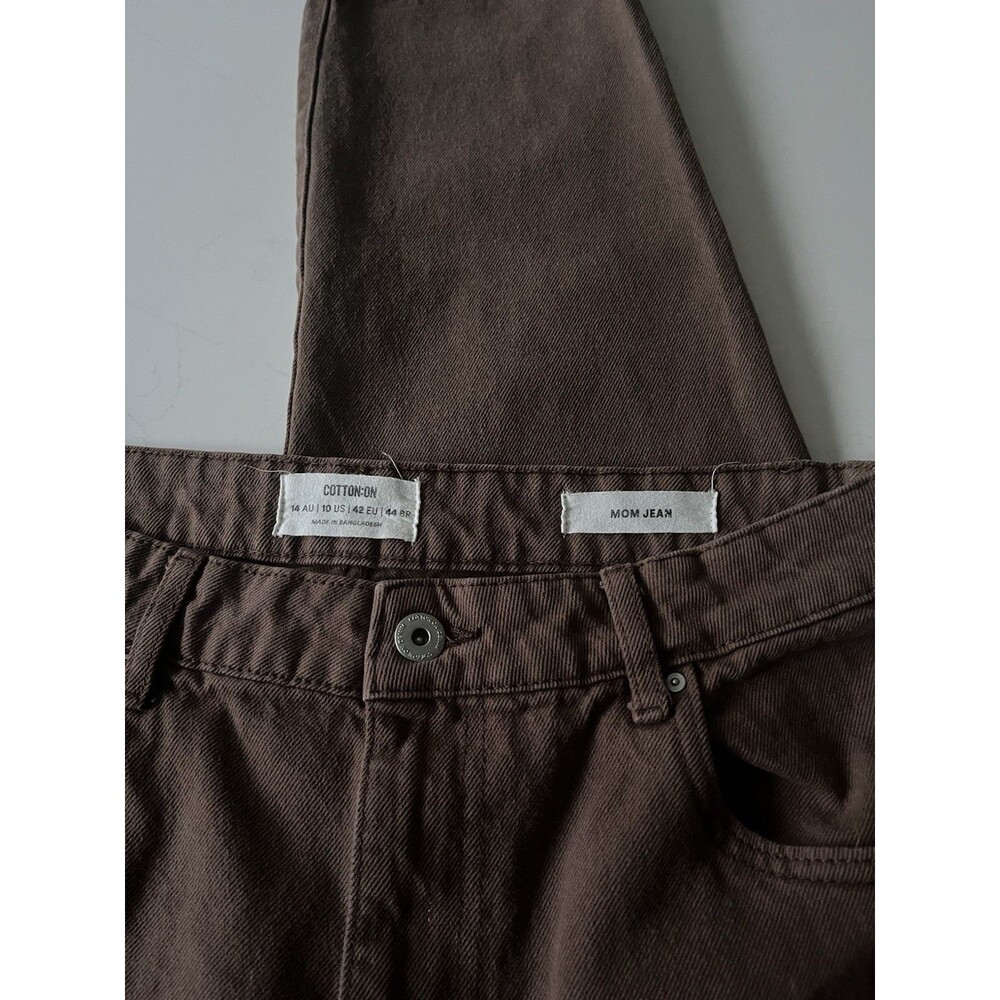 COTTON:ON Womens Mom Jeans Brown High Waisted Casual Size 10 - Picture 5 of 8